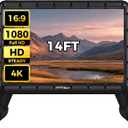 14 FT Inflatable Outdoor Movie Screen, Blow Up Projector Screen Outdoor with Air Blower, Movie Screens for Backyard with One Piece Design, Front & Rear Projection, Easy Set Up