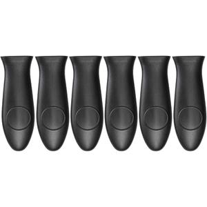 Silicone Hot Handler Holder Reusable Diswasher 6 Pcs Heat Resistant Pot Handle Sleeve Non-Slip Potholder Dishwasher Safe Rubber Grip Handle Cover For Pans, Cast Iron, Griddles, Cookware Handles Black (L6)