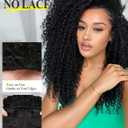 quickwig Curly Half Wig 3 In 1 Seamless Long Half Wigs for Black Women Kinky Curly Half Wig Glueless Shaggy Waves Flip Over Wigs Ready to Go Synthetic Headband Wig 20 Inches Black Color