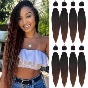 ATRAENTE Braiding Hair Pre Stretched,18 Inch 8 Packs Ombre Braiding Hair for Boho Box Braids Yaki Texture Hot Water Setting Soft And Light(18"1B/33/30)