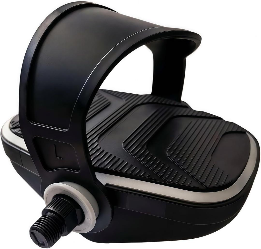 YBEKI Pro Spin Bike Pedals with Adjustable Straps - 9/16" Spindle for Peloton/Schwinn/Sunny Indoor Exercise Bikes | Heavy-Duty PP Plastic & PVC Straps | Non-Slip Diamond Surface