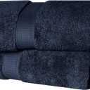 Superior Egyptian Cotton Pile Bath Towel Set of 2, Ultra Soft Luxury Towels, Thick Plush Essentials, Absorbent Heavyweight, Guest Bath, Hotel, Spa, Home Bathroom, Shower Basics, Navy Blue