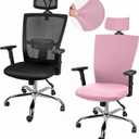Lounsweer 3 Pieces Office Chair Cover Rolling Desk Chair Cover Gaming Covers Stretch Washable Protector Pets Slipcovers for Swivel Armchair Boss(Simple,Light Pink)