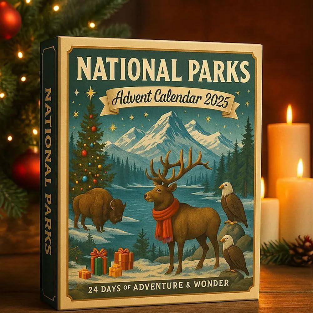 Advent Calendar 24 Days Christmas Countdown Calendar with Legendary Landscapes and Wildlife Countdown Surprise Gifts for Explorers