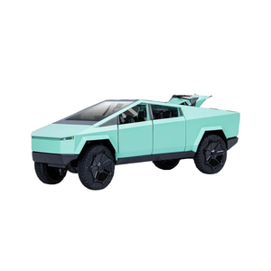 Pack Of 2, Scale Alloy Steel Pickup Car Model Toys with Horn Glow Running (Green)
