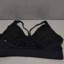 Sunzel V Neck Strappy Sports Bras for Women Criss Cross Back Halter Yoga Bra Removable Cups Padded Workout Running Gym Tops (X-Large, Black)