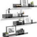 upsimples Acrylic Shelves for Wall Decor, 15" Display Shelf Perfume Organizer for Bathroom, Bedroom, Living Room, Floating Bookshelves for Kids, Clear Black, 4 Pack