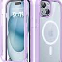 Magnetic for iPhone 15 Case with Built-in Sensitive Screen Protector, Full-Body Dual Front & Back Protective Phone Case [Compatible with MagSafe] Drop Proof 15 Cover 6.1 Inch, Purple
