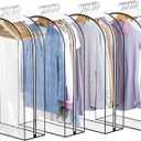 Liuoud Clear Garment Bags for Hanging Clothes 10” Gusseted, Suit Bags for Closet Storage, Hanging Plastic Clothes Cover for Coat, Dress, Fur, Shirt, 4 Pack, 40” Long