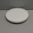 Round Decorative Tray Wood Bathroom Counter Organizer Farmhouse Kitchen Decor Wooden Riser for Soap Dish, Perfume, Candle, Sponge, 10" - White