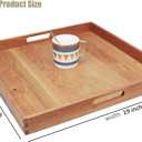 19 x 19 Inches Large Square Cherry Wood Ottoman Tray with Handles, Serve Tea, Coffee Classic Wooden Decorative Serving Tray