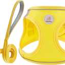 Hipubby Dog Harness and Leash Set, No Pull Soft Mesh Puppy Harness, Cats - Step in Reflective Breathable Lightweight Vest Harness for Walking, Training - Yellow, XS (XS (Chest: 12.5"-14"))