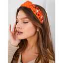 Halloween Headbands for Women, Jeweled Spooky Pumpkin Bat Ghost Gothic knotted Headband for Women for Halloween Goth Hair Accessories (Bright Orange)