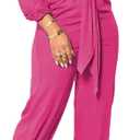 Xinlees Women's Elegant Jumpsuit Casual Long Sleeve Solid Straight Trousers Business Romper Stretchy Ankle Cuffs (XX-Large)