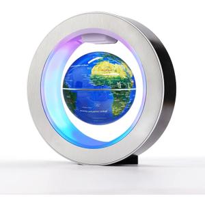Flagest Magnetic Levitation Floating Globe - Levitating O Shape Globe with LED Lights for Education Home Office Desk Decor - Birthday Holiday Party Gift (4Inches