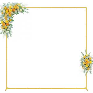 Wokceer Wedding Arch Backdrop Stand Square 8 x 8 FT Wedding Arches for Ceremony Metal Balloon Arch Frame for Wedding Birthday Party Garden Arbor Anniversary Event Decor (Gold)