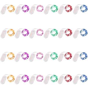 24 Pack Fairy Lights Battery Operated 6.6ft 20 Led Mini String Lights Silver Wire Starry Lights for DIY Wedding Party Festival Halloween Christmas (Multi Color)
