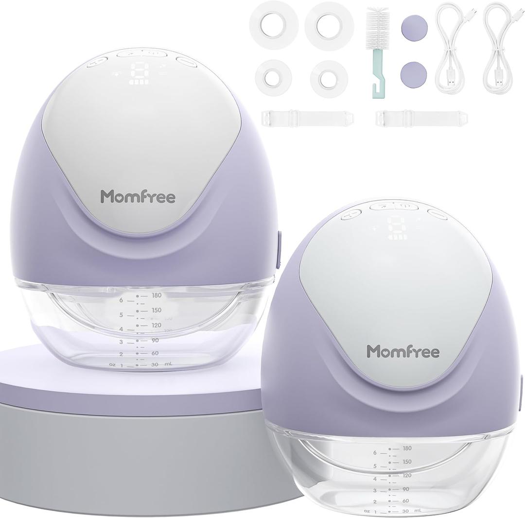 Hands Free Breast Pump:Wearable Breast Pump Portable with 3 Modes/9 Levels/LED Display - Low Noise,for 25/21/17mm Silicone Cushion Insert,2 Count