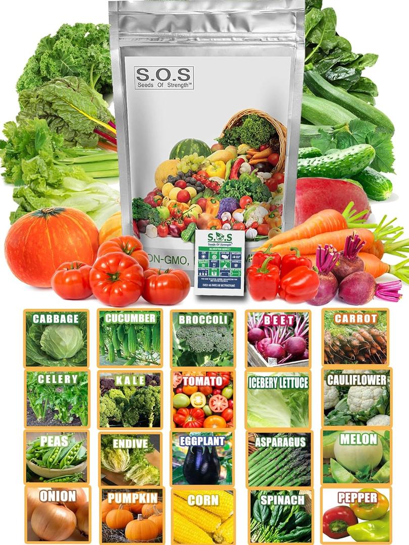 13,500+ Vegetable Fruit Seeds - Grow Your Own Garden Feast - 25 Veggie Fruit Heirloom Varieties- Mega Seed Starter Kit - Gardening Gift