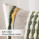 ANRODUO Pack of 2 Boho Decorative Throw Pillow Covers 18x18 Farmhouse Cushion Case Striped Chenille Pillow Cases Square Pillow Covers Accent Neutral Pillowcase for Sofa Couch Bed, Olive Green Stripe