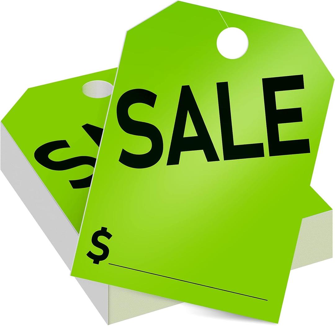 Crtiin 100 Pack Sale Tags Car Sale Sign Dealer Mirror Hang Tags 8.5 x 11.8 Inches for Car Rear View Mirror (Green)