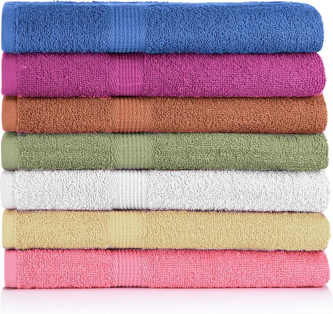 CrystalTowels 7-Pack: 27" x 52" 100% Cotton Extra-Absorbent Bath Towels (Brights)