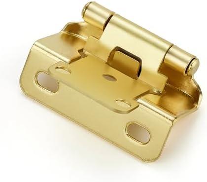 Ravinte 30 Pack 15 Pairs Semi-Overlay 1/2 inch Self-Closing Face Frame Cabinet Hinges Gold Half Wrap-Around Kitchen Cabinet Door Hinges Face Mount Cabinet Hardware
