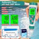 Pool Salinity pH Tester Hydrogen Water Tester, 7 in 1 pH Salt ORP H2 TDS EC Temp Meter for Salt Water Pool, Hydrogen TDS PPM Tester for Drinking Water, pH EC ORP Meter for Hydroponic Water