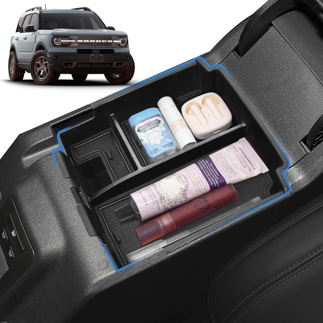 GZSH 2025 Upgrade Center Console Organizer fit for 2025 Ford Bronco 4 Door Full Size Ford Bronco Center Console Storage for Ford Bronco 2025 Storage Accessories |Easy to Install||Not for Sport Model|