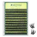 KEYYOU Lash Clusters 3D Effect Volume Eyelash Clusters Flaunt Style 144PCS D Curl Flora Wispy Look LengthLock 818mm Mix Ultra-Thin Black Band (PuffSilk V3D01)
