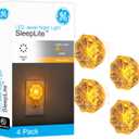 GE SleepLite Jewel LED Night Light, Plug-in, Always On, Amber, UL-Certified, Energy Efficient, Ideal Nightlight for Bedroom, Bathroom, Nursery, Hallway, Kitchen, 85881, 4 Pack