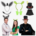 3 Sets Halloween Trio Costume Cosplay Accessories Green Ogre Ear Headband and Glove Donkey Headband and Tail Puss Cat Boots Hat with Cloak Family Halloween Costumes for 3 Dress up Accessories