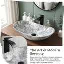 24x14 Inch Vessel Sink with Waterfall Faucet and Pop-up Drain Marbling Bathroom Sinks Ceramic Above Counter Bowl Sink Oval Bathroom Sink Porcelain, 24x14x4 inches