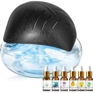 Water Air Purifier for Home with Essential Oil Diffuser & Humidifier, Rainbow Air Washer with LED Mood Light- Includes 6x10ml Essential Oils, Air Revitalizer for Smoke and Pets, Black