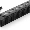 3 Pack Sukuos Extra Large Weekly Pill Organizer, 7 Day Daily Pill Box Case Easy to Open, Silkscreen Printed Medicine Container with Clear Lid for Vitamins, Fish Oils or Supplements (Black)