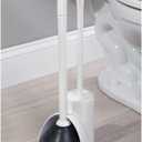 mDesign Hidden Plunger and Brush Set for Toilet Bowl - Combo with Holder Caddy - Modern Toilet Brush and Plunger Set - Aura Collection - White