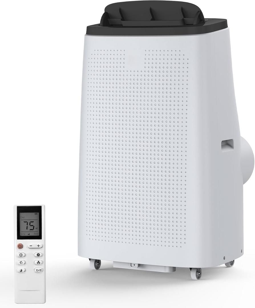 14,000 BTU Portable Air Conditioner Cools Up to 700 Sq.Ft, 3-IN-1 Quiet Portable AC Unit with Remote Control & Installation Kits for Large Room, Smart/Sleep Mode, Auto Swing, 24H Timer (White)