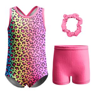 LQSZ Gymnastics Leotards for girls with Gym Shorts Sparkly Ballet Dance Sleeveless Cross-back Toddler Unitards 3-12 Years