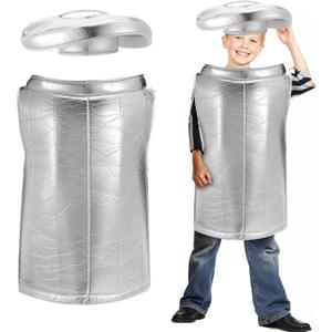 JenPen 2 Pcs Childrens Trash Can 100 Days of School Costume Silver Garbage Outfit with Hat for Kids Cosplay