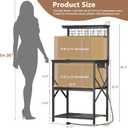 Furologee Kitchen Bakers Rack with Power Outlet, Microwave Oven Stand with Storage 4 Tiers, Coffee Bar Table with 6 S Hooks, Kitchen Storage Shelf Rack for Spices, Pots,Black, 22inch