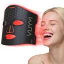 VYM Red Light Therapy for Face: High-Energy Super Lightweight 292 LEDs Cordless Professional Light Therapy Mask Infrared LED Face Mask at Home Travel 2mm Thickness - Black