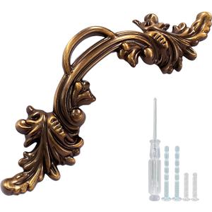 Biaungdo 6 Pcs Vintage Cabinet Pulls Handles, Shabby Chic Drawer Handles European Style Dresser Pulls Vintage Antique Furniture Handles for Dresser Drawer(2-1/2 Inch Hole Center, Bronze)