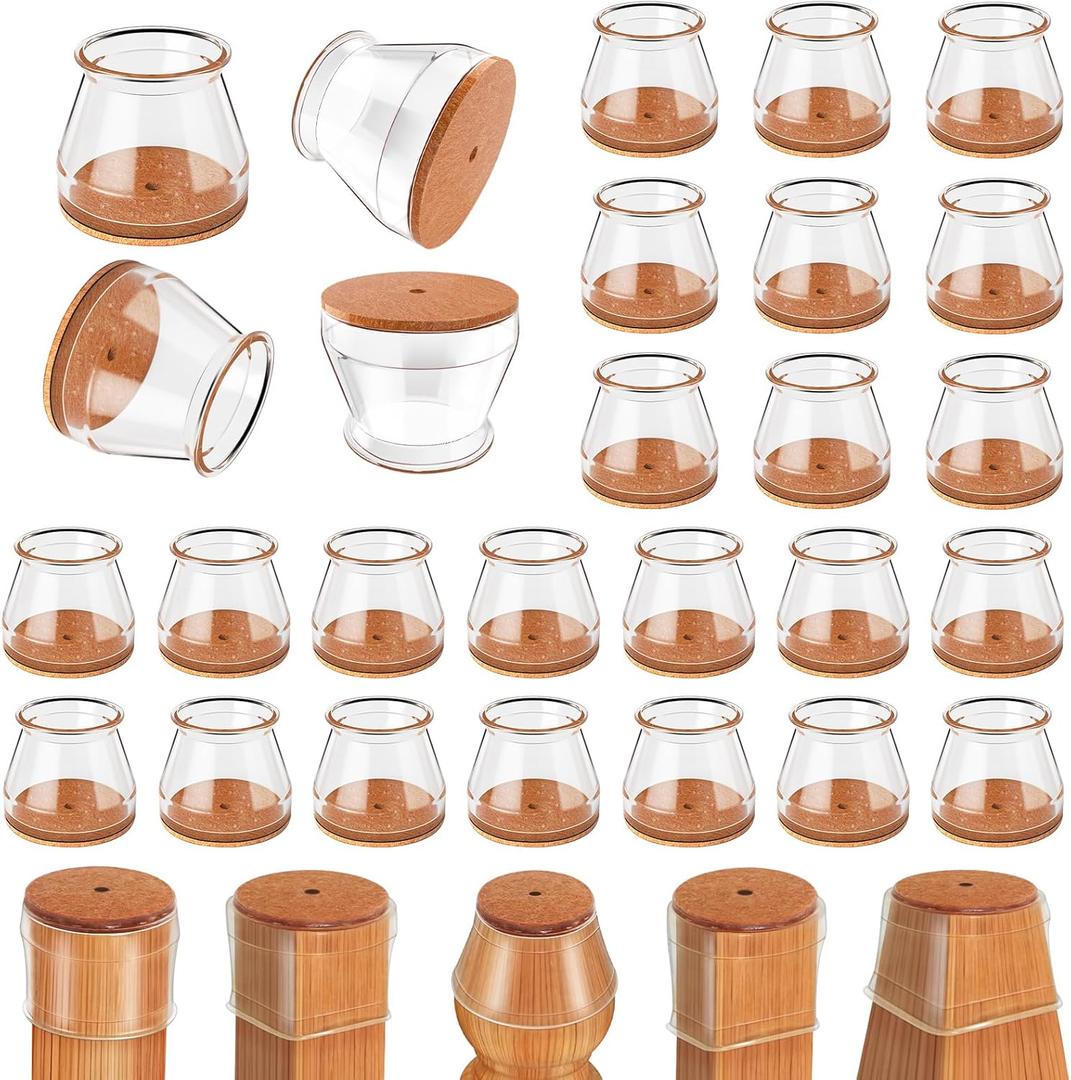 Ansible 24 pcs Chair Leg Floor Protectors, Furniture Felt Pads Silicone Covers caps for Chairs,Chair Leg Protectors for Hardwood Floor (Fit Round Diameter 15/16" to 1-5/16")