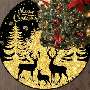 48 Inch Black Gold Christmas Tree Skirt Merry Christmas Tree Skirt with Snowflake Reindeer Elk Glitter Gold Short Plush Tree Mat for Winter Holiday Home Room Xmas Decorations Supplies
Brand: Woosytoo