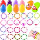 OCHIDO Prefilled Easter Eggs with Bracelets ,24 Pack Easter Basket Essentials Easter Basket Stuffers for Easter Eggs Hunt Game, Easters Party Favors for Girls