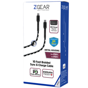 ZGEAR Metal Housing For USB C 10 Foot Braided Sync & Change Cable