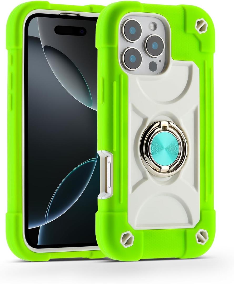 MARKILL Compatible with iPhone 16 Pro Max Case 6.9 Inch with Ring Stand, Heavy-Duty Military Grade Shockproof Phone Kids Cover for iPhone 16 Pro Max (Guava)