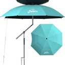 8ft large Beach Patio Umbrella with Sand Anchor, Heavy Duty Wind UV Protection with Tilt & Sun Shade, Portable for Beach, Patio, Travel, Sport, Boat, Outdoor or Garden