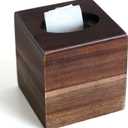 Wood Tissue Box Cover Acacia Wood Tissue Box Cover Square, Decorative Cube Facial Wooden Tissue Box Holder with Slide-Out Bottom for Bathroom, Bedroom, Dinner Table, Office, Kitchen (Natural)