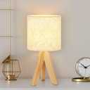 BTY Small Table Lamp Cute Kids Desk Lamp Nightstand Bedside Lamp with Fabric Shade for Children Room Study Room Bedroom Home Office(Linen)